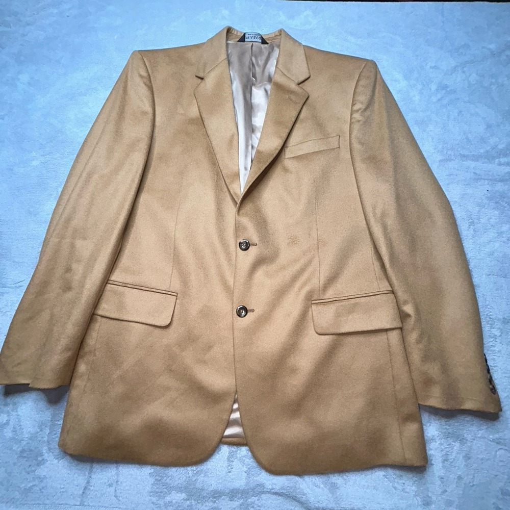 JOS A. BANK Men's 43r Camel Tan 100% CASHMERE 2 Button Sport Coat Jacket Blazer